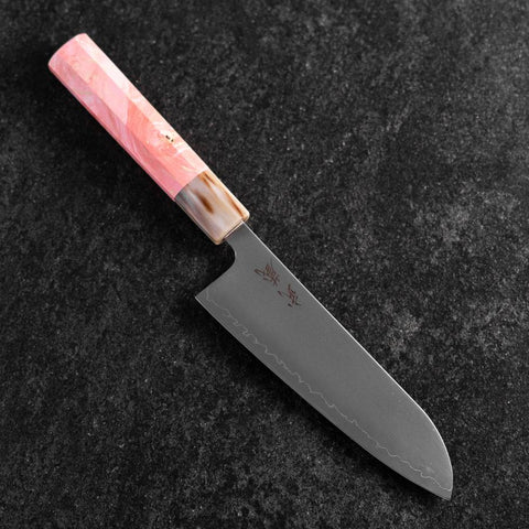 Santoku SLD Specchio Manico Bufalo Acero Rosa Scuro 170mm