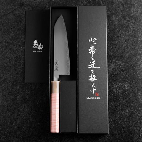Santoku SLD Specchio Manico Bufalo Acero Rosa Chiaro 170mm