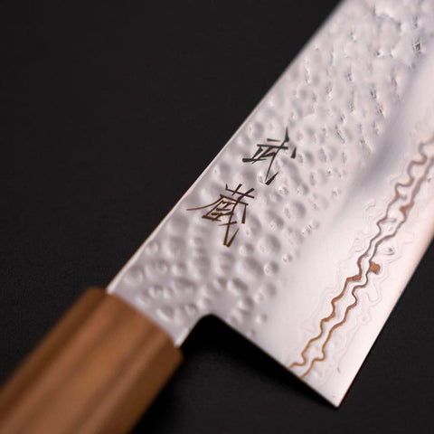 Santoku SLD Nickel Tsuchime Colored Damascus Olive Handle 170mm Limited Edition