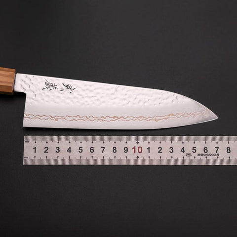 Santoku SLD Nickel Tsuchime Colored Damascus Olive Handle 170mm Limited Edition