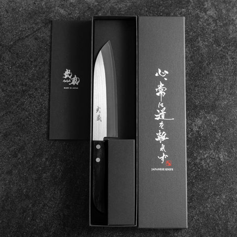 Santoku SLD Polished Western Black Handle 165mm (Tsuba Nashi)