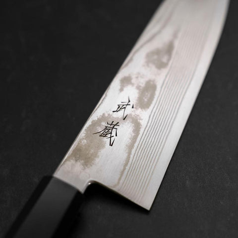 Santoku Silver Steel #3 Damascus Buffalo Wenge Handle 180mm