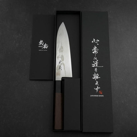 Santoku Silver Steel #3 Damascus Buffalo Wenge Handle 180mm