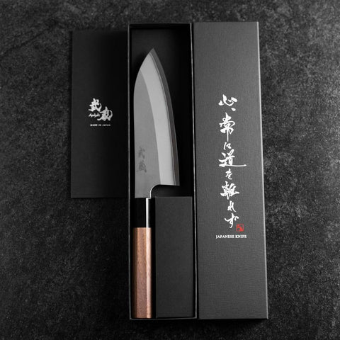 Santoku Silver Steel #3 Kasumi Buffalo Walnut Handle 165mm