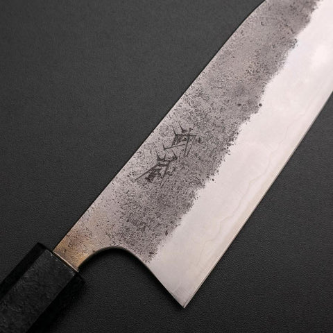 Santoku Silver Steel #3 Nashiji Black Ishime Urushi Handle 165mm
