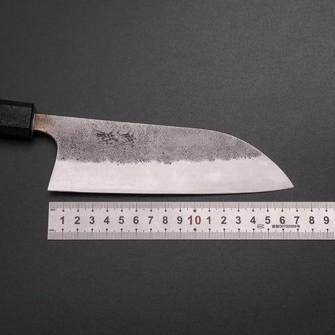 Santoku Silver Steel #3 Nashiji Black Ishime Urushi Handle 165mm