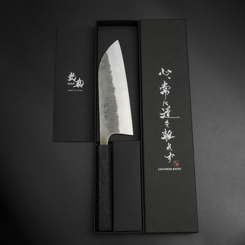 Santoku Silver Steel #3 Nashiji Black Ishime Urushi Handle 165mm