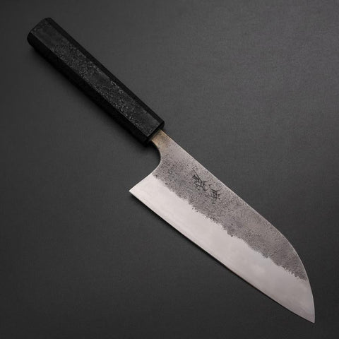 Santoku Silver Steel #3 Nashiji Black Ishime Urushi Handle 165mm