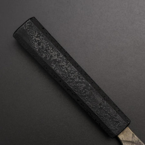 Santoku Silver Steel #3 Nashiji Damascus Black Ishime Urushi Handle 165mm