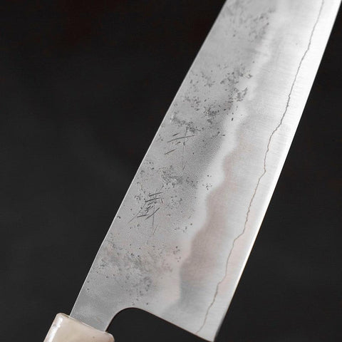 Santoku Silver Steel #3 Nashiji Ocean Blue White Handle 165mm (6.5”)