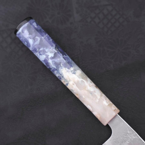 Santoku Silver Steel #3 Nashiji Ocean Blue White Handle 165mm (6.5”)