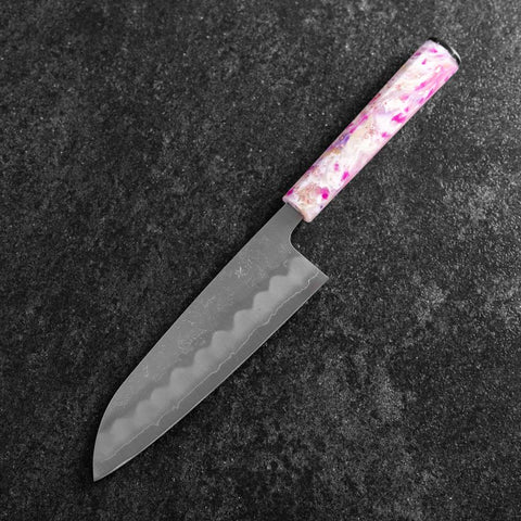 Santoku Silver Steel #3 Nashiji Ocean Sakura Handle 165mm (6.5”)