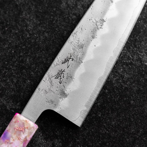 Santoku Silver Steel #3 Nashiji Ocean Sakura Handle 165mm (6.5”)
