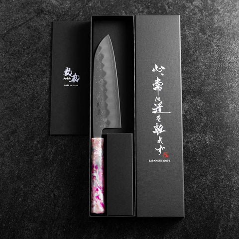 Santoku Silver Steel #3 Nashiji Ocean Sakura Handle 165mm (6.5”)