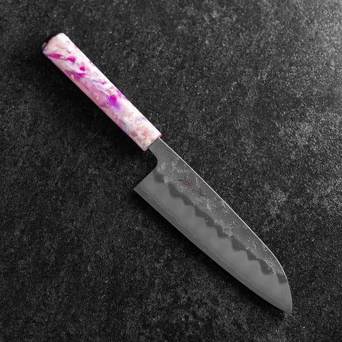 Santoku Silver Steel #3 Nashiji Ocean Sakura Handle 165mm (6.5”)