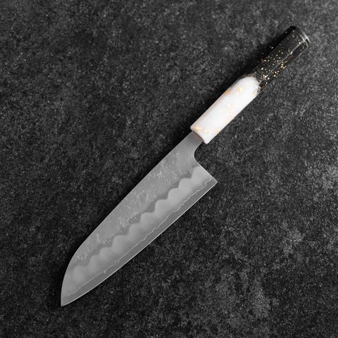 Santoku Silver Steel #3 Nashiji Mango de Océano Blanco Negro Dorado 165mm