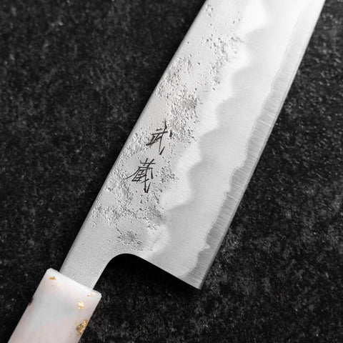 Santoku Silver Steel #3 Nashiji Mango de Océano Blanco Negro Dorado 165mm