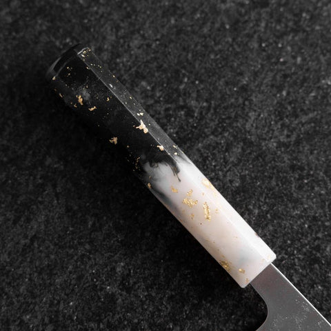 Santoku Silver Steel #3 Nashiji Mango de Océano Blanco Negro Dorado 165mm