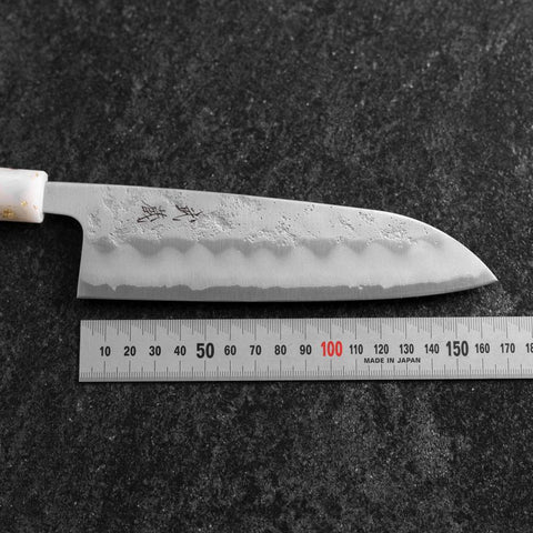 Santoku Silver Steel #3 Nashiji Mango de Océano Blanco Negro Dorado 165mm