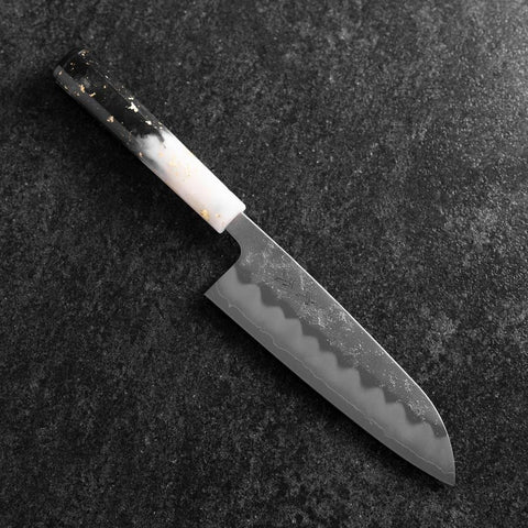 Santoku Silver Steel #3 Nashiji Mango de Océano Blanco Negro Dorado 165mm