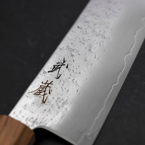 Santoku Silver Steel #3 Nashiji Olive Handle 170mm