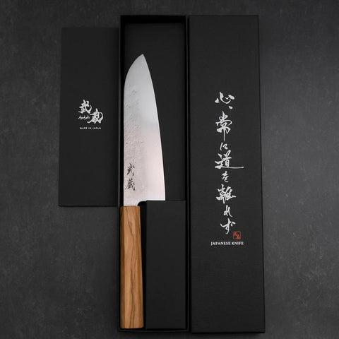 Santoku Silver Steel #3 Nashiji Olive Handle 170mm
