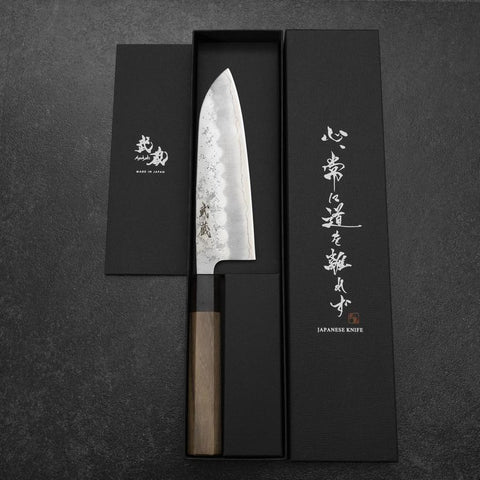 Santoku Silver Steel #3 Nashiji Walnut Handle 165mm