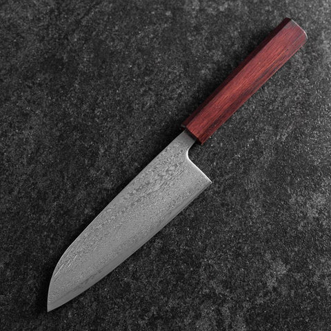 Santoku AUS-10 Nawame Damasco Mango Urushi Morado 165mm