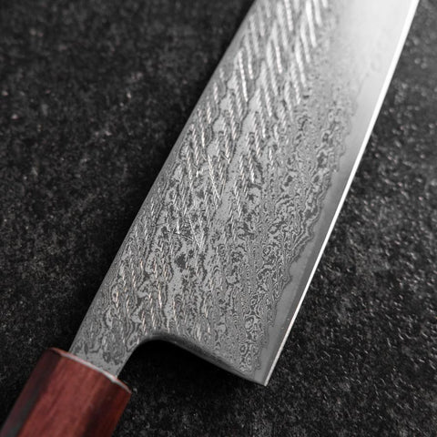 Santoku AUS-10 Nawame Damasco Mango Urushi Morado 165mm