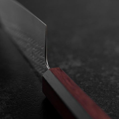 Santoku AUS-10 Nawame Damasco Mango Urushi Morado 165mm