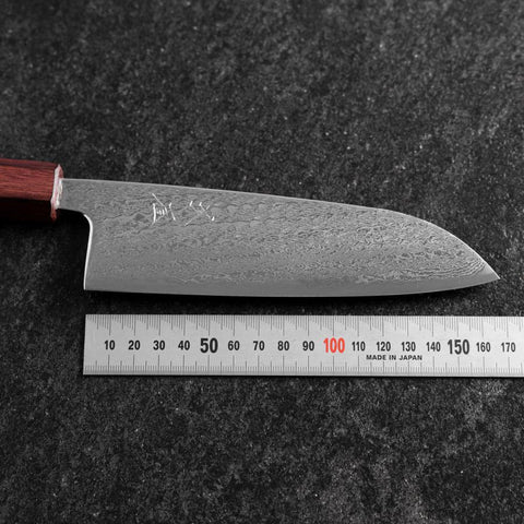 Santoku AUS-10 Nawame Damasco Mango Urushi Morado 165mm
