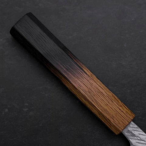 Santoku Silver Steel #3  Nawame Damascus Yaki Urushi Handle 165mm