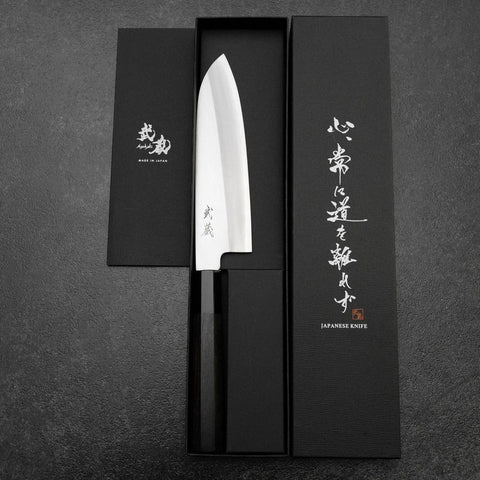 Santoku Silver Steel #3 Polished Buffalo Ebony Handle 165mm