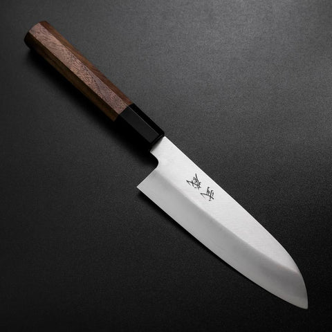 Santoku Silver Steel #3 Polished Buffalo Walnut Handle 155mm