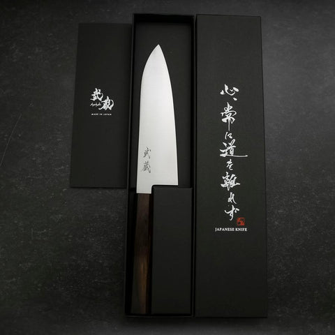 Santoku Silver Steel #3 Polished Ebony Handle 180mm