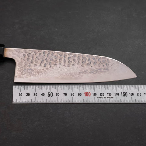 Santoku Silver Steel #3 Tsuchime Damascus Buffalo Ebony Handle 170mm