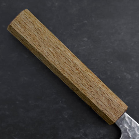 Santoku Silver Steel #3 Tsuchime Damascus Oak Handle 170mm