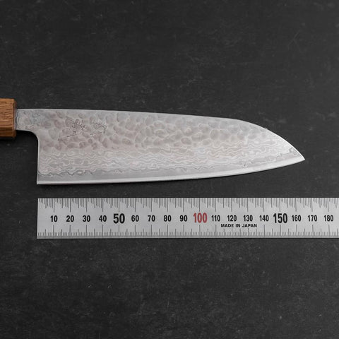 Santoku Silver Steel #3 Tsuchime Damascus Oak Handle 170mm