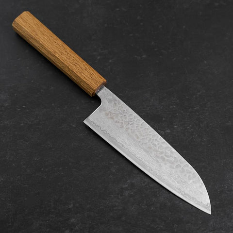 Santoku Silver Steel #3 Tsuchime Damascus Oak Handle 170mm