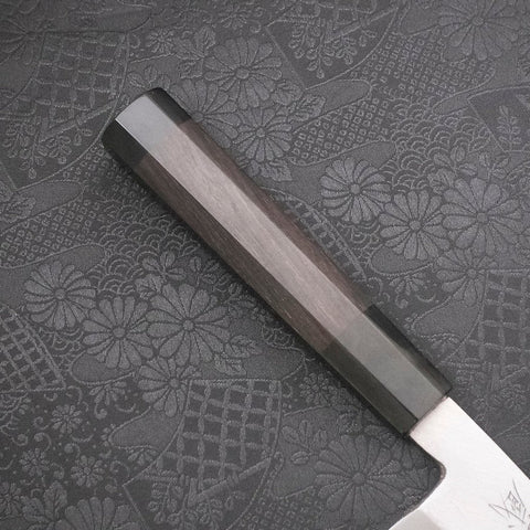 Santoku Single-Edged White Steel #2 Kasumi Buffalo Ebony Handle 180mm