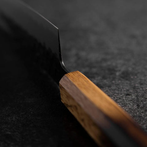Santoku Stainless Clad AUS-8 Kurouchi Tsuchime Yaki Urushi Handle 170mm