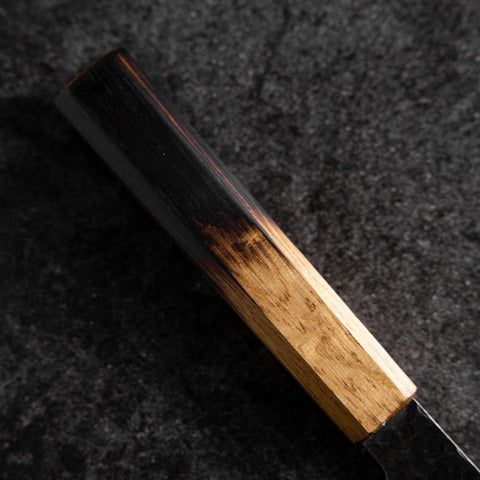 Santoku Stainless Clad AUS-8 Kurouchi Tsuchime Yaki Urushi Handle 170mm
