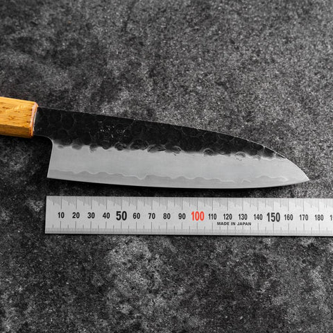 Santoku Stainless Clad AUS-8 Kurouchi Tsuchime Yaki Urushi Handle 170mm