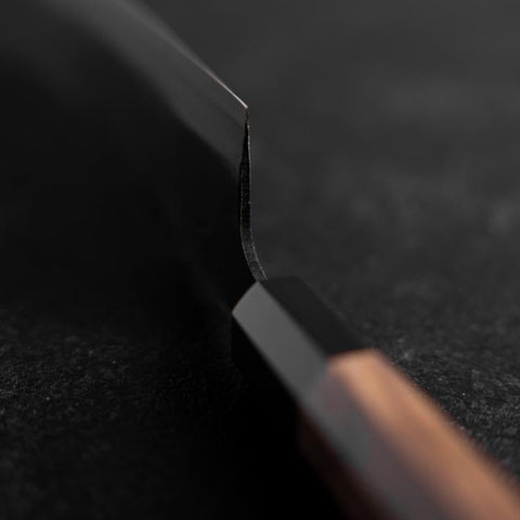 Santoku Blue Steel #2 Revêtement inox Kurouchi Manche en Noyer 165mm