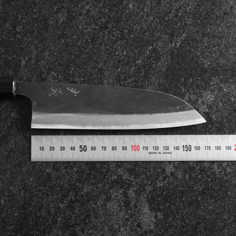 Santoku Blue Steel #2 Revêtement inox Kurouchi Manche en Noyer 165mm