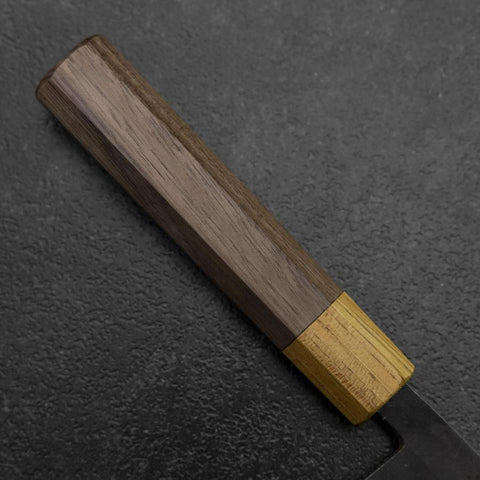 Santoku Stainless Clad Blue Steel #2 Kurouchi Walnut Zelkova Handle 165mm