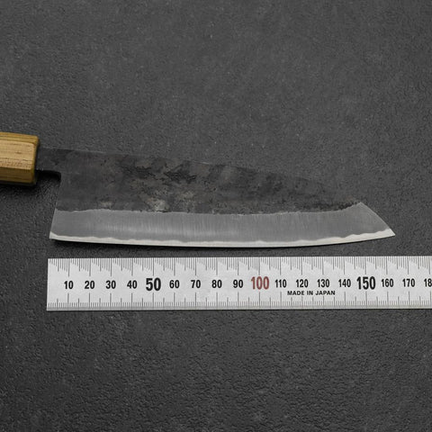 Santoku Stainless Clad Blue Steel #2 Kurouchi Walnut Zelkova Handle 165mm
