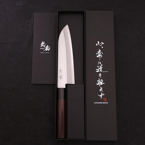 Santoku Stainless Clad Blue Super Polished Rosewood Handle 165mm