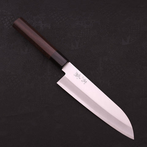 Santoku Stainless Clad Blue Super Polished Rosewood Handle 165mm
