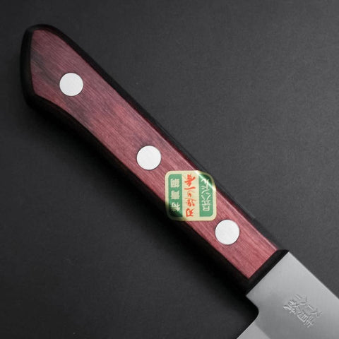 Santoku Stainless Clad Blue Super Polished Western Black Red Handle 165mm (Tsuba-nashi)